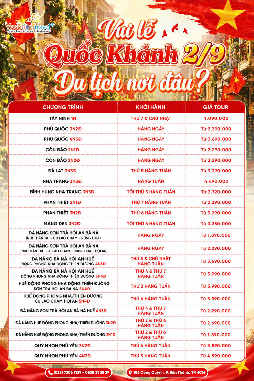 Lịch Khởi Hành Tour Trong Nước Và Quốc Tế Dịp Lễ 2/9 – Đặt Sớm Nhận Giá Tốt